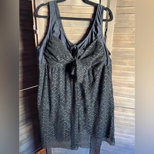 Lace swim dress with bow